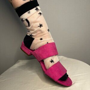 Circus Sam Edelman Barbie Pink Suede Strappy Low Heel Flats